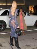 Khloe Kardashian Booty in Thong Panties Under a See-Through Dress at Craig’s in West Hollywood