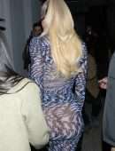 Khloe Kardashian Booty in Thong Panties Under a See-Through Dress at Craig’s in West Hollywood