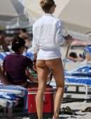 Kimberley Garner Booty in Thong on a Beach in Miami
