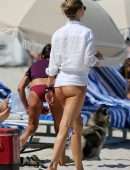 Kimberley Garner Booty in Thong on a Beach in Miami