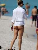 Kimberley Garner Booty in Thong on a Beach in Miami
