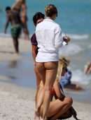 Kimberley Garner Booty in Thong on a Beach in Miami
