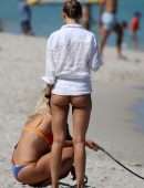 Kimberley Garner Booty in Thong on a Beach in Miami