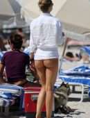 Kimberley Garner Booty in Thong on a Beach in Miami