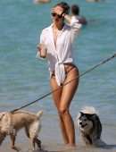 Kimberley Garner Booty in Thong on a Beach in Miami