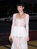 Lily Allen Pokies in a See-Through Dress Arrive at 2022 Gem Awards in New York