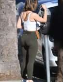 Lucy Hale Booty in Tights Outside a Gym in LA