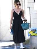 Lucy Hale in a Long Black Frock Leaving a Salon in West Hollywood