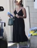 Lucy Hale in a Long Black Frock Leaving a Salon in West Hollywood