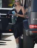 Lucy Hale in a Long Black Frock Leaving a Salon in West Hollywood