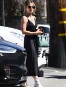 Lucy Hale in a Long Black Frock Leaving a Salon in West Hollywood