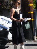 Lucy Hale in a Long Black Frock Leaving a Salon in West Hollywood