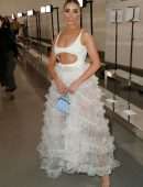 Olivia Culpo in a Long White Dress at Giambattista Valli Fashion Show in Paris