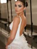 Olivia Culpo in a Long White Dress at Giambattista Valli Fashion Show in Paris