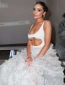Olivia Culpo in a Long White Dress at Giambattista Valli Fashion Show in Paris