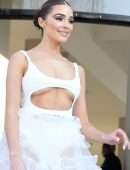 Olivia Culpo in a Long White Dress at Giambattista Valli Fashion Show in Paris