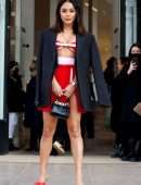 Vanessa Hudgens Leggy and Underboobs at Giambattista Valli Fashion Show in Paris