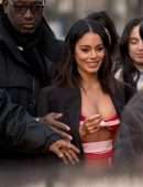 Vanessa Hudgens Leggy and Underboobs at Giambattista Valli Fashion Show in Paris