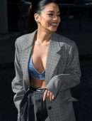 Vanessa Hudgens Leggy at Miu Miu Show at Paris Fashion Week