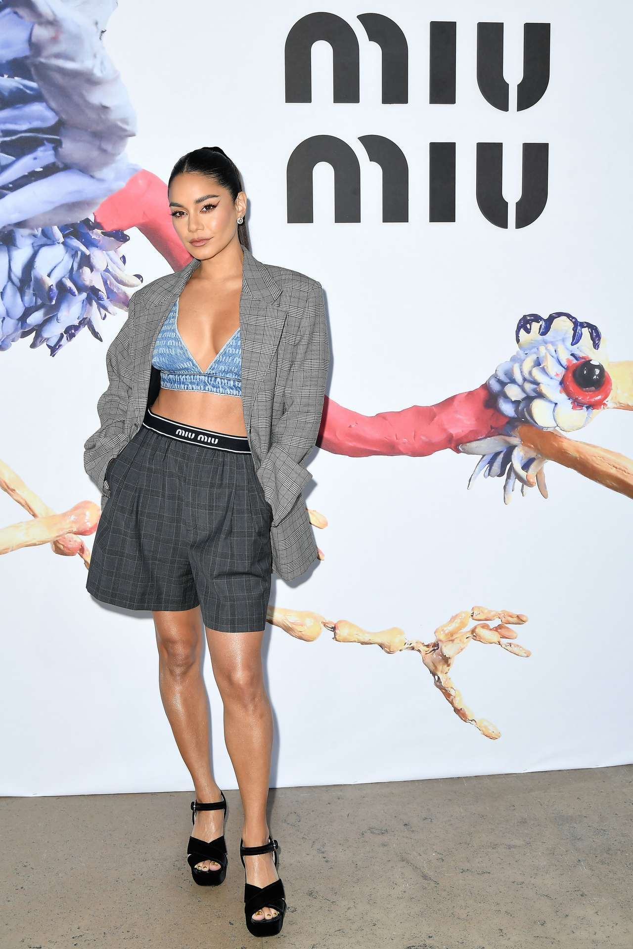 Vanessa Hudgens Leggy at Miu Miu Show at Paris Fashion Week