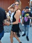 Alessandra Ambrosio in a Backless Dress at Rolling Stone Meta Pool Party in Palm Springs
