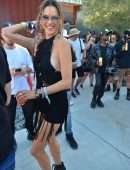 Alessandra Ambrosio in a Backless Dress at Rolling Stone Meta Pool Party in Palm Springs