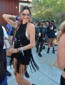 Alessandra Ambrosio in a Backless Dress at Rolling Stone Meta Pool Party in Palm Springs