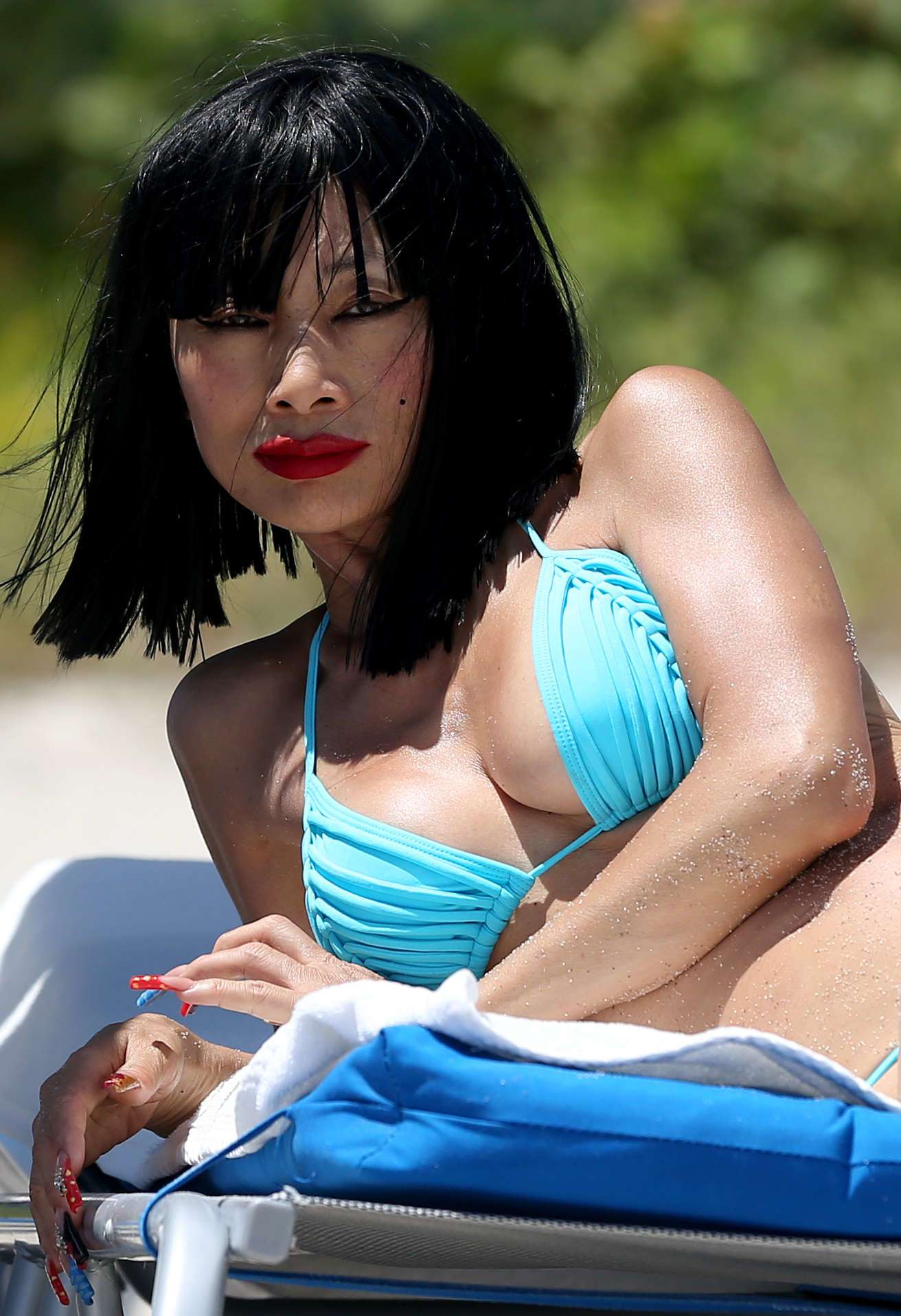 Bai Ling Booty in Bikini on Sunny Isles Beach, Florida
