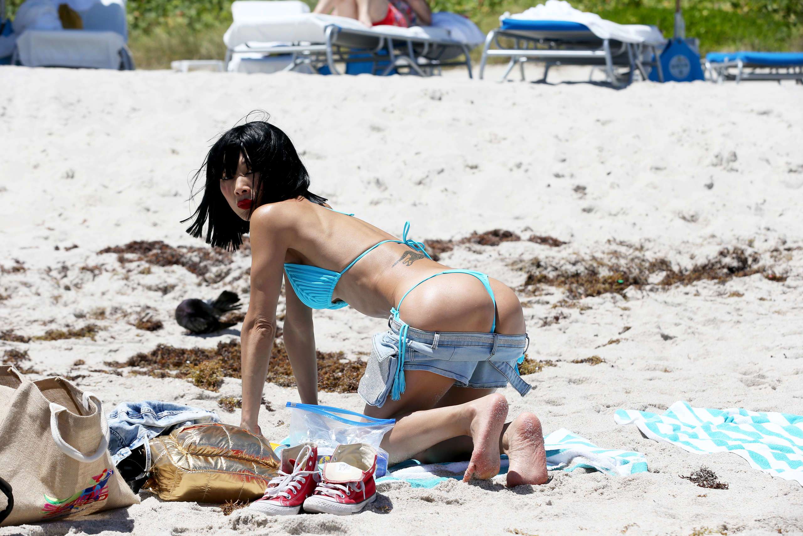 Bai Ling Booty in Bikini on Sunny Isles Beach, Florida