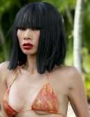 Bai Ling Booty in Bikini at a Pool for a Photoshoot in Fort Lauderdale