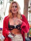 Bella Thorne in a Skimpy Bra at at the Neon Festival Coachella 2022 Music Festival