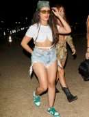Camila Cabello Leggy in Tiny Denim Shorts at Coachella Valley Music And Arts Festival in Indio