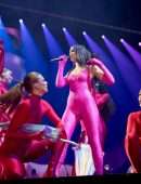 Dua Lipa in a Tight Pink Body Suit OnStage at AO Arena in Manchester