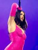 Dua Lipa in a Tight Pink Body Suit OnStage at AO Arena in Manchester