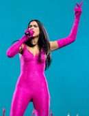 Dua Lipa in a Tight Pink Body Suit OnStage at AO Arena in Manchester