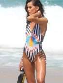 Izabel Goulart Booty in a Printed Swimsuit on a Beach in Rio de Janeiro