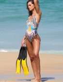 Izabel Goulart Booty in a Printed Swimsuit on a Beach in Rio de Janeiro