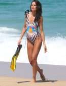 Izabel Goulart Booty in a Printed Swimsuit on a Beach in Rio de Janeiro