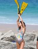 Izabel Goulart Booty in a Printed Swimsuit on a Beach in Rio de Janeiro