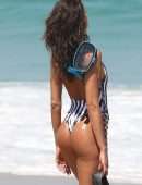 Izabel Goulart Booty in a Printed Swimsuit on a Beach in Rio de Janeiro