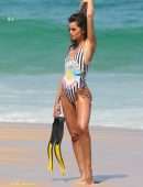 Izabel Goulart Booty in a Printed Swimsuit on a Beach in Rio de Janeiro