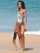 Izabel Goulart Booty in a Printed Swimsuit on a Beach in Rio de Janeiro