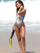 Izabel Goulart Booty in a Printed Swimsuit on a Beach in Rio de Janeiro