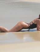 Izabel Goulart Booty in Black Thong Swimsuit on a Beach in Rio de Janeiro