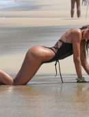 Izabel Goulart Booty in Black Thong Swimsuit on a Beach in Rio de Janeiro