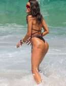 Izabel Goulart Booty in Black Thong Swimsuit on a Beach in Rio de Janeiro