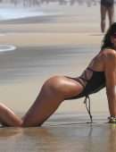 Izabel Goulart Booty in Black Thong Swimsuit on a Beach in Rio de Janeiro