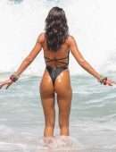 Izabel Goulart Booty in Black Thong Swimsuit on a Beach in Rio de Janeiro