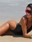 Izabel Goulart Booty in Black Thong Swimsuit on a Beach in Rio de Janeiro
