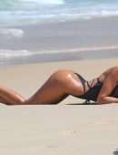 Izabel Goulart Booty in Black Thong Swimsuit on a Beach in Rio de Janeiro